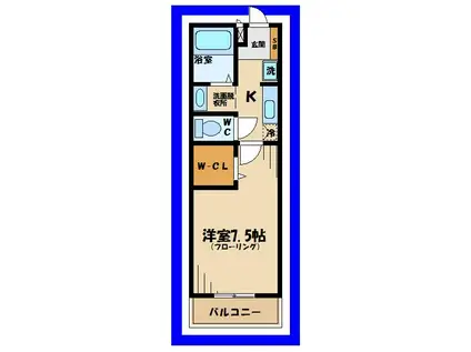 ストークコートⅡ(1K/1階)の間取り写真