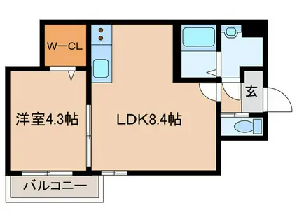 CRECIA陣原(1LDK/2階)の間取り写真