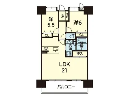 アイランドコート保田窪本町 502号(2LDK/5階)の間取り写真