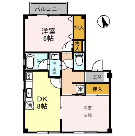 ルミナス(2DK/1階)の間取り写真