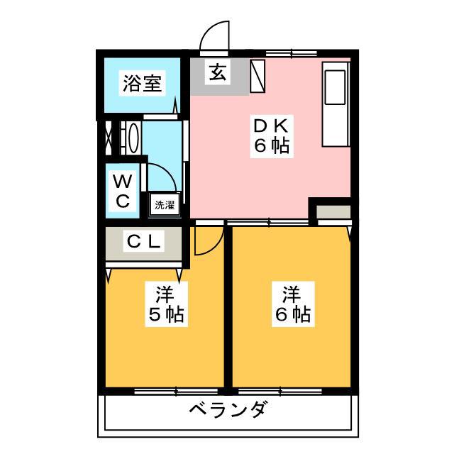 バンブーアイランド(2DK/1階)の間取り写真