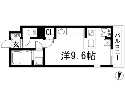 レオネクストリバーサイドⅡ(ワンルーム/2階)の間取り写真
