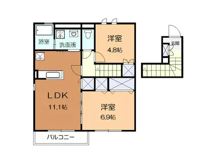 コンフォートソウミ(2LDK/2階)の間取り写真