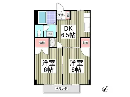 グリーンハイツA(2DK/2階)の間取り写真