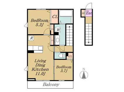 クレール松ノ木(2LDK/2階)の間取り写真