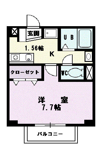 コモド II(1K/2階)の間取り写真