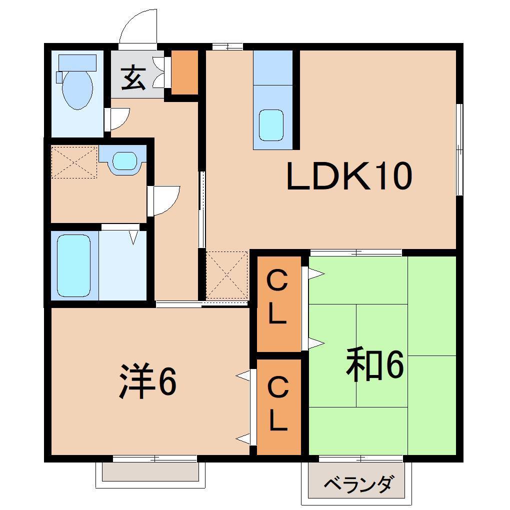 STパビヨン(2LDK/2階)の間取り写真