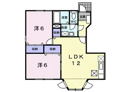 ゼフィルス新川A(2LDK/1階)の間取り写真