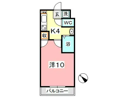 ヴェルニパレ(1K/3階)の間取り写真