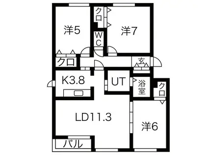 エスポアールI(3LDK/1階)の間取り写真