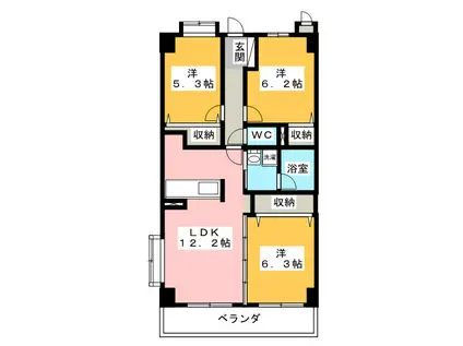 IRIS RESIDENCE曲金(3LDK/8階)の間取り写真