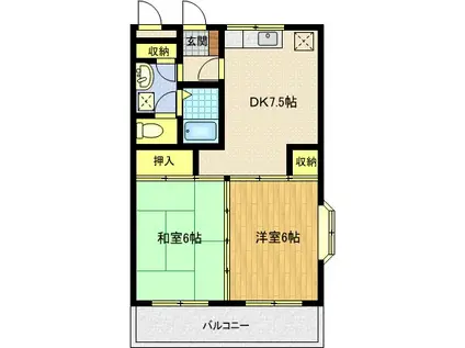 パティオ(2DK/3階)の間取り写真