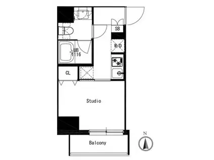 白金ウエスト(1K/4階)の間取り写真