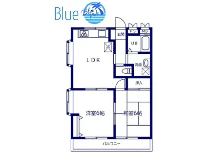 ＪＲ南武線 平間駅 徒歩10分 2階建 築26年(2LDK/2階)の間取り写真