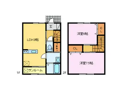 グランメゾン内免(2DK/1階)の間取り写真