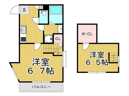 リーベンパレス郡元(2K/1階)の間取り写真
