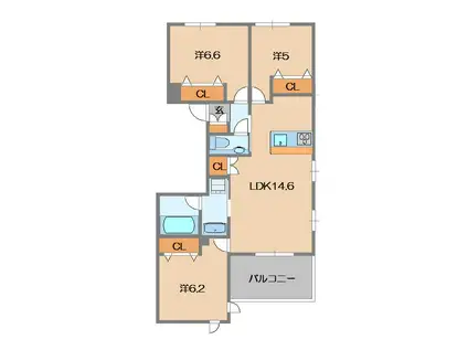 VILLA LUMIERE II (3LDK/2階)の間取り写真