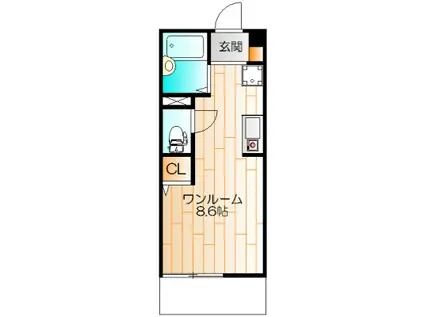 BRIGHTFOREST日吉本町(ワンルーム/1階)の間取り写真