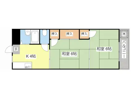 城北コーポII(2K/1階)の間取り写真