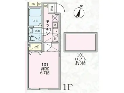 ブラウンロフト菊名(1K/1階)の間取り写真