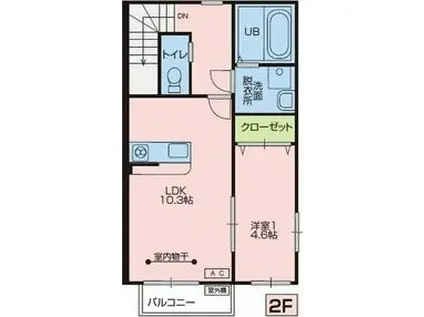 LIEN II(1LDK/2階)の間取り写真