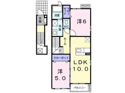 ホット ロード(2LDK/2階)の間取り写真