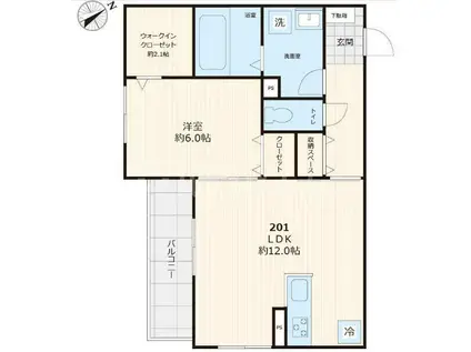 ハレノマ(1LDK/2階)の間取り写真