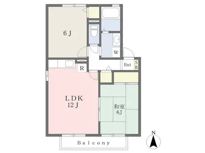 ルミエール弐番館(2LDK/1階)の間取り写真