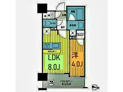 グローベル ザ・スイート横浜プレミア(1LDK/4階)の間取り写真
