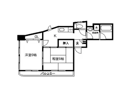 サンヒルズSSKII(2K/3階)の間取り写真