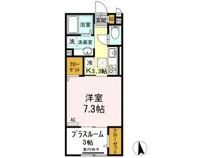 コンフォートプラス(1K/2階)の間取り写真