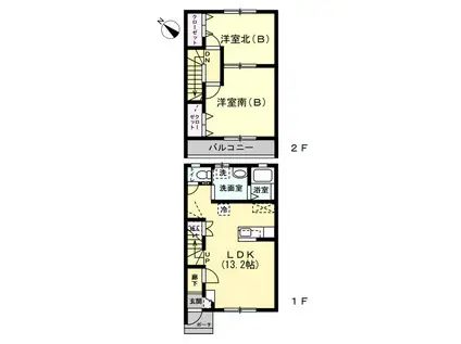 メゾンRV(2LDK/1階)の間取り写真