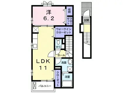 サーレ・学園前II(1LDK/2階)の間取り写真