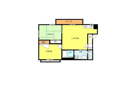 ディアスミント(2LDK/1階)の間取り写真