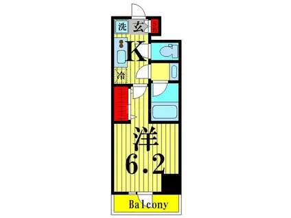 DIPS亀有駅前(1K/3階)の間取り写真