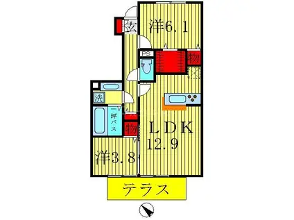 プランドール(2LDK/1階)の間取り写真