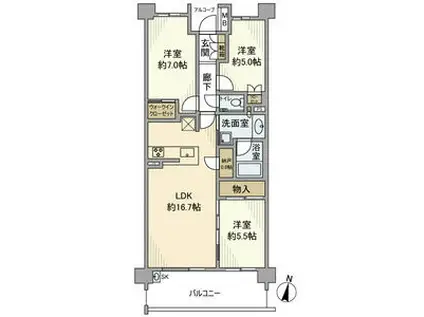 プラウド川名山ガーデン(3LDK/4階)の間取り写真