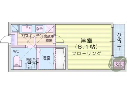 リシュール八乙女(1K/1階)の間取り写真