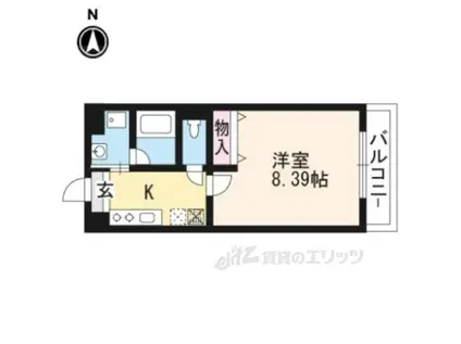 フラットオクA(1K/5階)の間取り写真