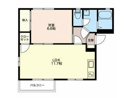メゾンルミエール(1LDK/2階)の間取り写真