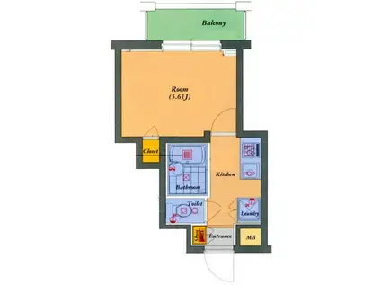 パレ・ホームズ新橋(1K/3階)の間取り写真