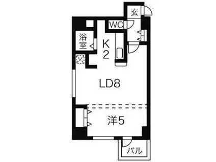 パークヒルズ豊平11(1DK/6階)の間取り写真