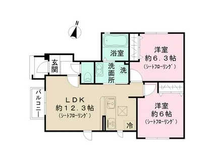 クレールKI(2LDK/1階)の間取り写真