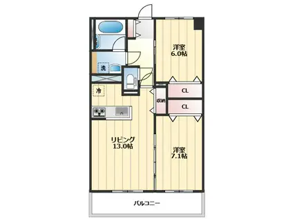 リリーヴィレッジCREST(2LDK/4階)の間取り写真