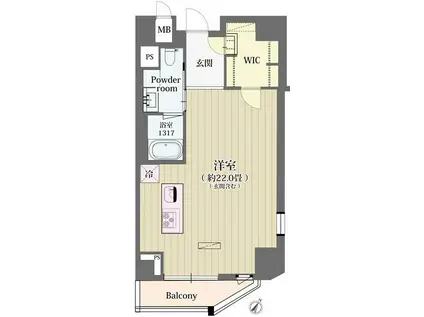 シュトラーレ神山町(ワンルーム/13階)の間取り写真