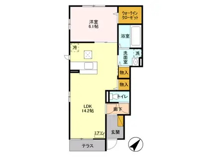 ウィステリア(1LDK/1階)の間取り写真