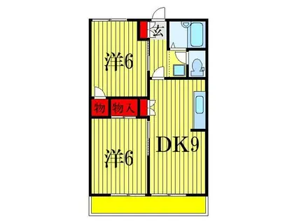 ハイツカテリーナII(2DK/1階)の間取り写真
