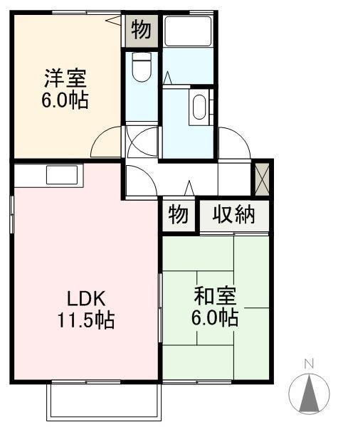 メゾンパークスC(2LDK/2階)の間取り写真