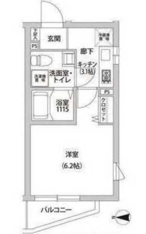 グランデュオ北沢(1K/1階)の間取り写真