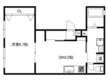 クオリエ茶山駅前(1DK/3階)の間取り写真